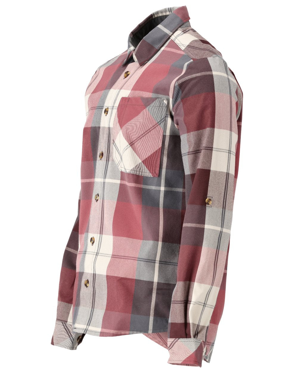 Bordeaux Checked Checked Coloured Mascot Workwear Mens Customized Shirt on white background