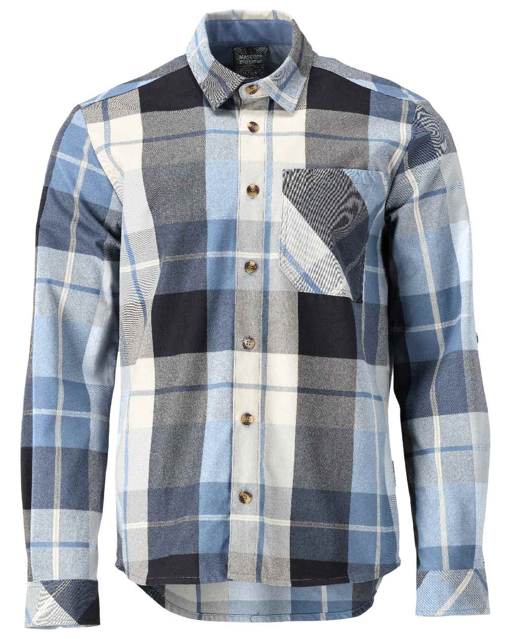 Dark Navy Checked Coloured Mascot Workwear Mens Customized Shirt on white background