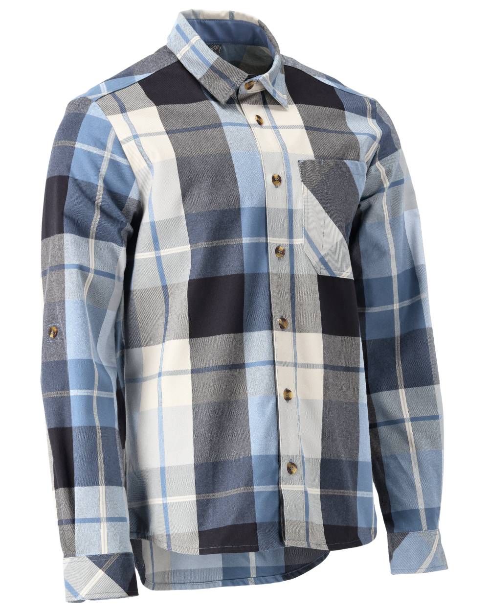 Dark Navy Checked Coloured Mascot Workwear Mens Customized Shirt on white background