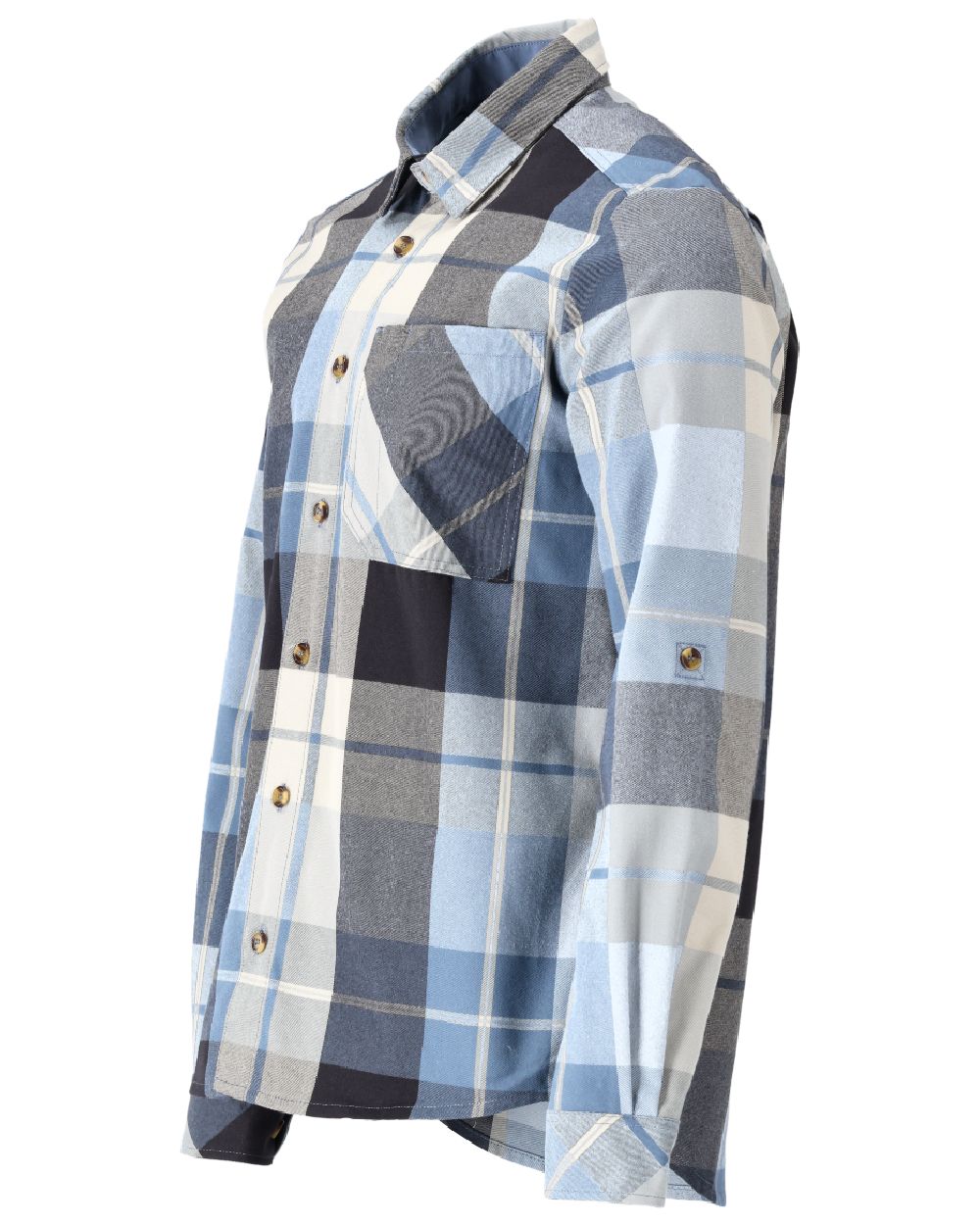 Dark Navy Checked Coloured Mascot Workwear Mens Customized Shirt on white background