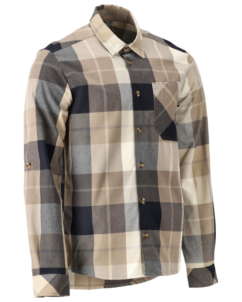 Dark Sand Checked Coloured Mascot Workwear Mens Customized Shirt on white background