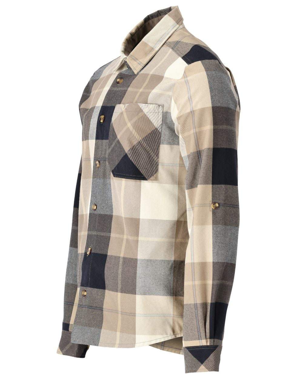 Dark Sand Checked Coloured Mascot Workwear Mens Customized Shirt on white background