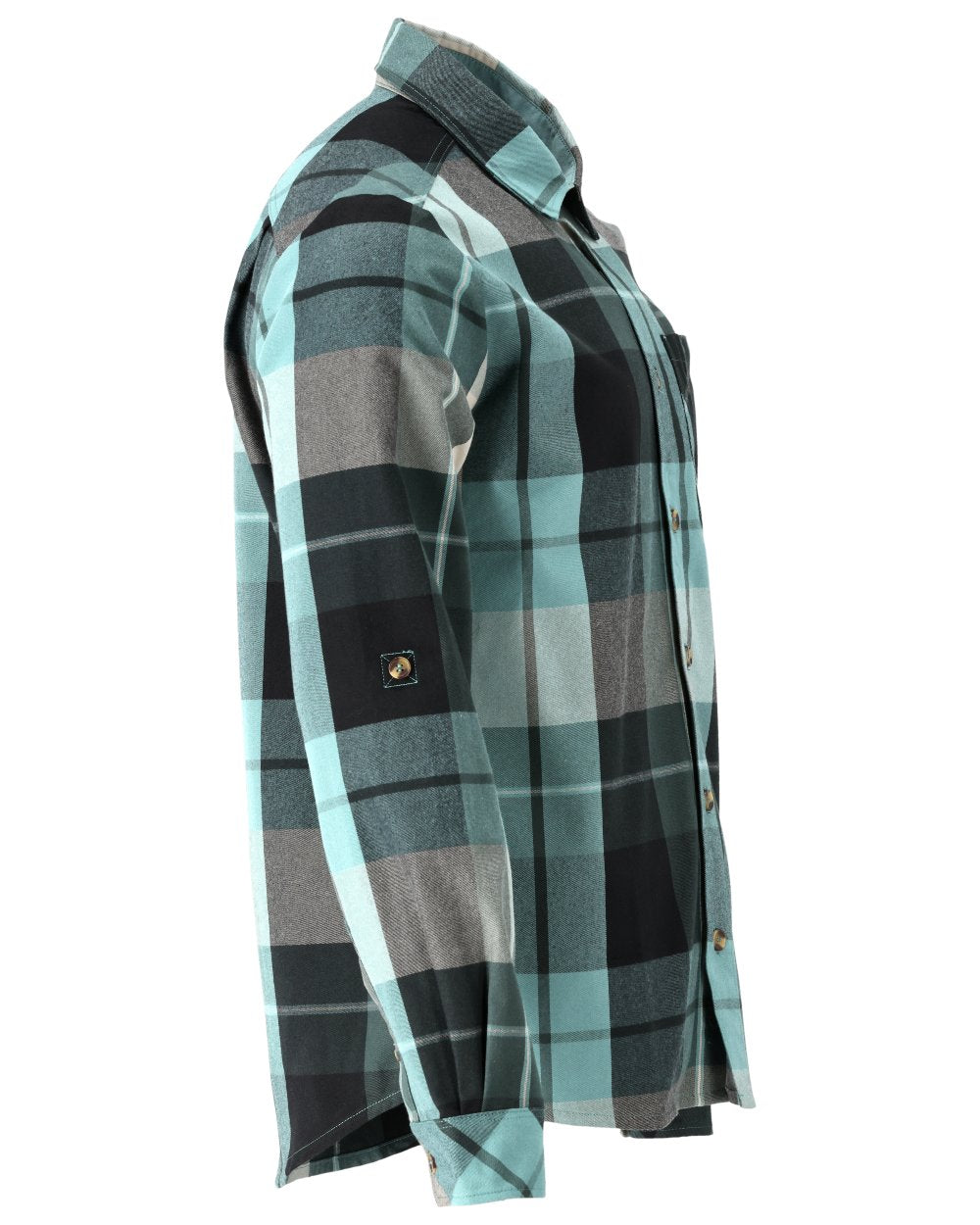 Forest Green Checked Coloured Mascot Workwear Mens Customized Shirt on white background