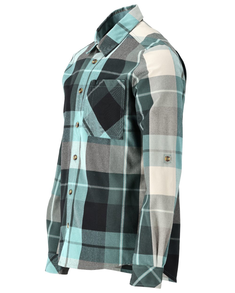 Forest Green Checked Coloured Mascot Workwear Mens Customized Shirt on white background