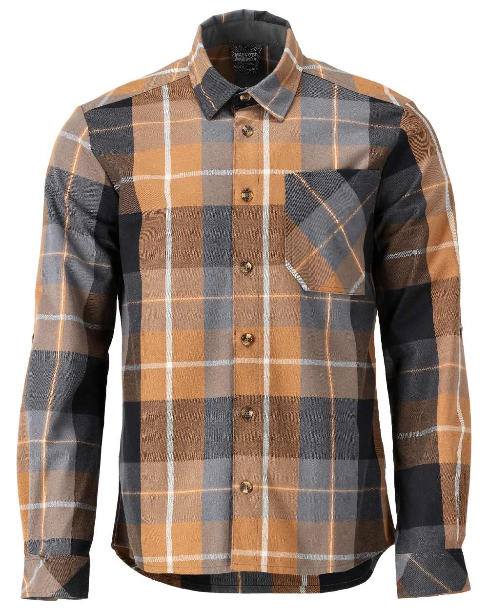 Nut Brown Checked Coloured Mascot Workwear Mens Customized Shirt on white background