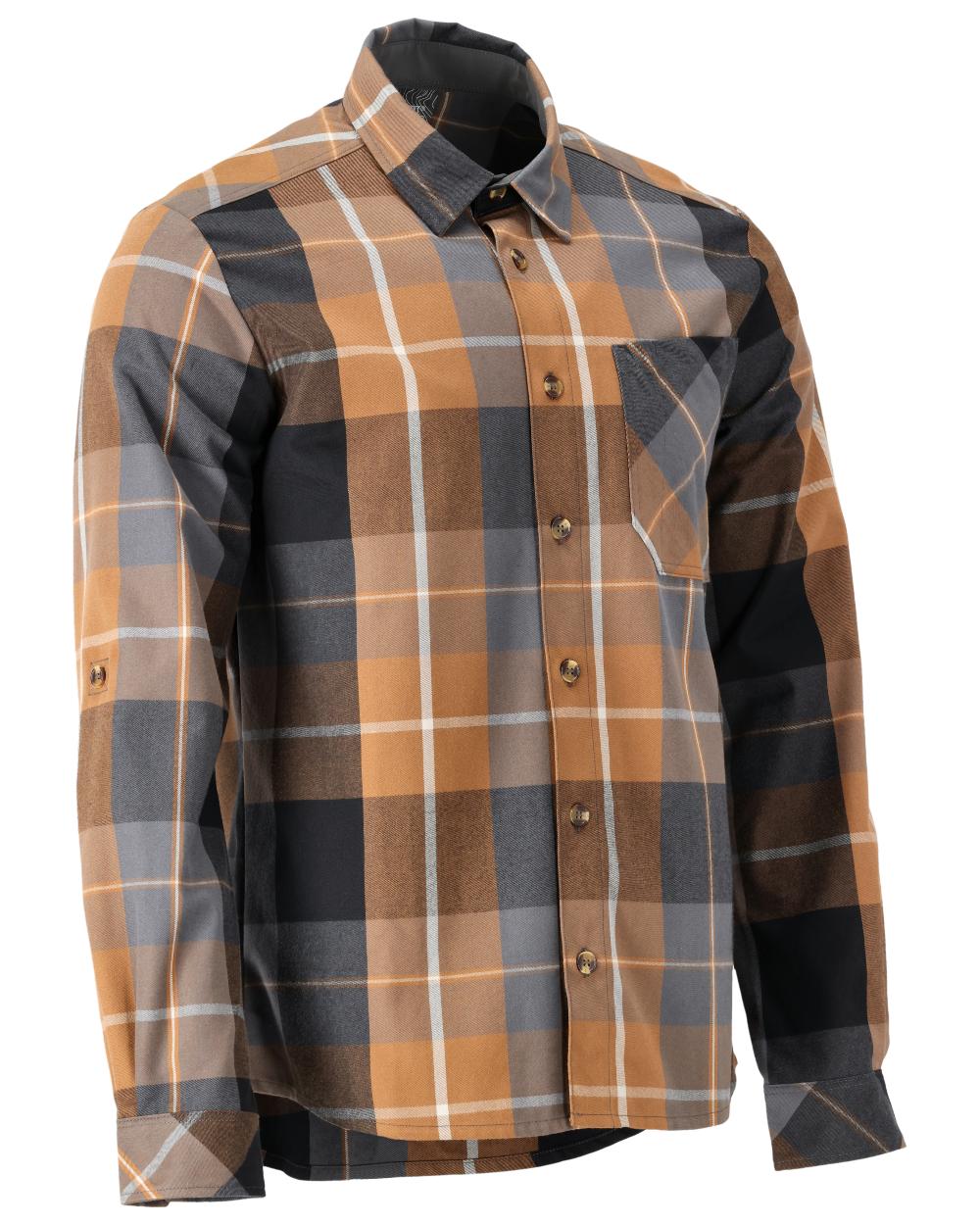 Nut Brown Checked Coloured Mascot Workwear Mens Customized Shirt on white background