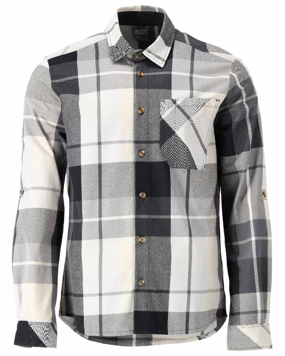 Stone Grey Checked Coloured Mascot Workwear Mens Customized Shirt on white background