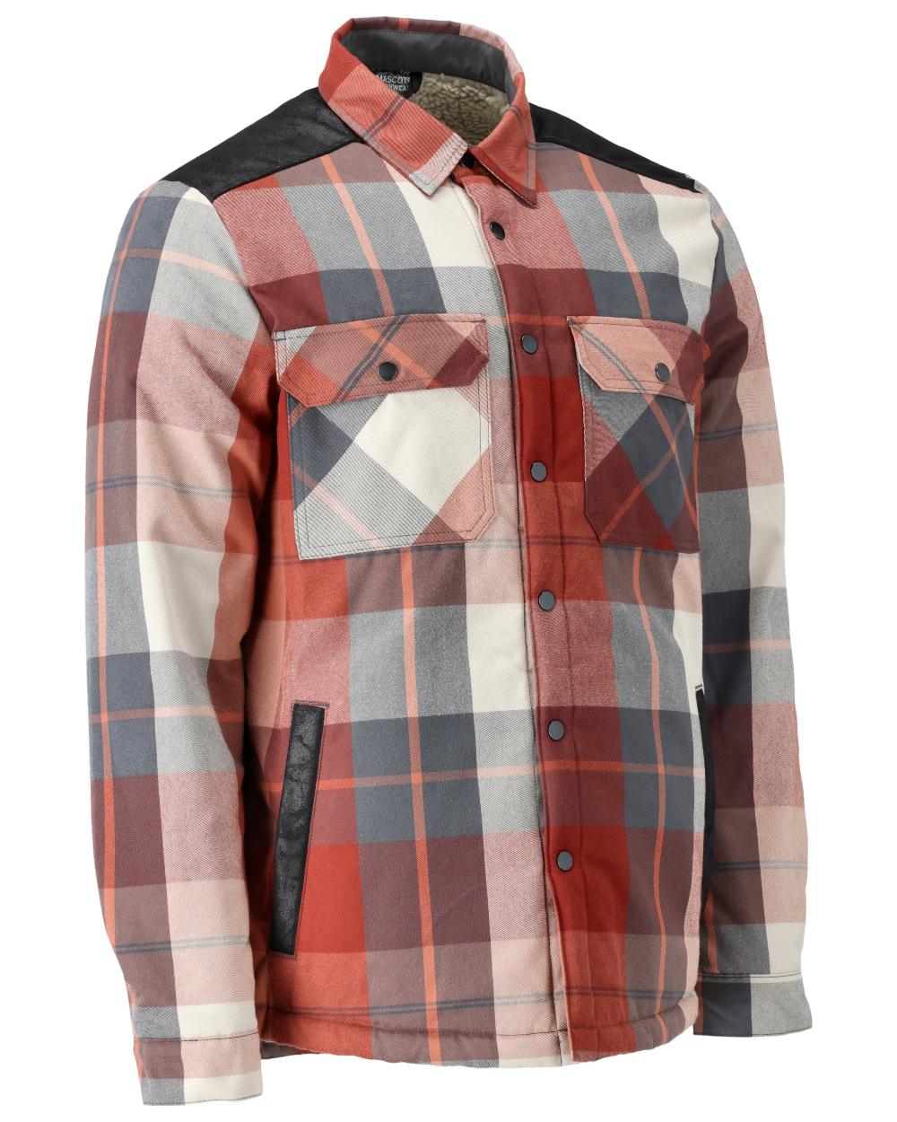 Autumn Red Checked Coloured Mascot Workwear Mens Customized Shirt With Pile Lining on white background