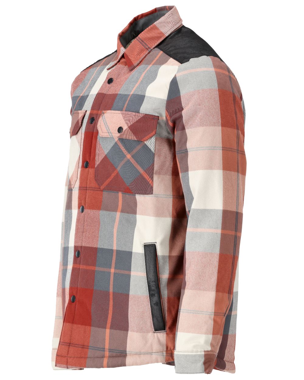 Autumn Red Checked Coloured Mascot Workwear Mens Customized Shirt With Pile Lining on white background