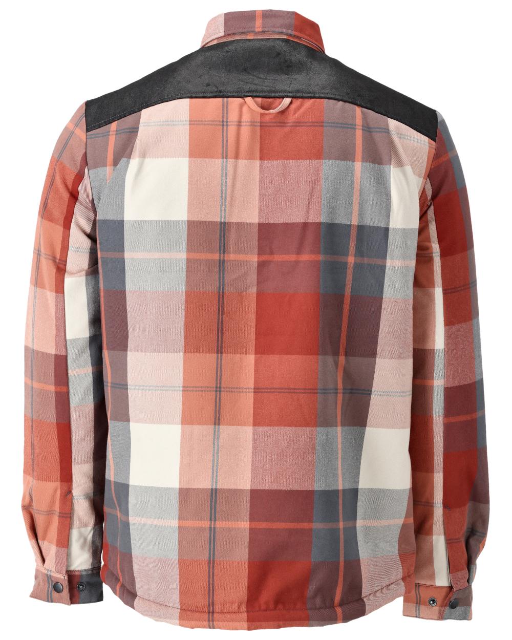 Autumn Red Checked Coloured Mascot Workwear Mens Customized Shirt With Pile Lining on white background