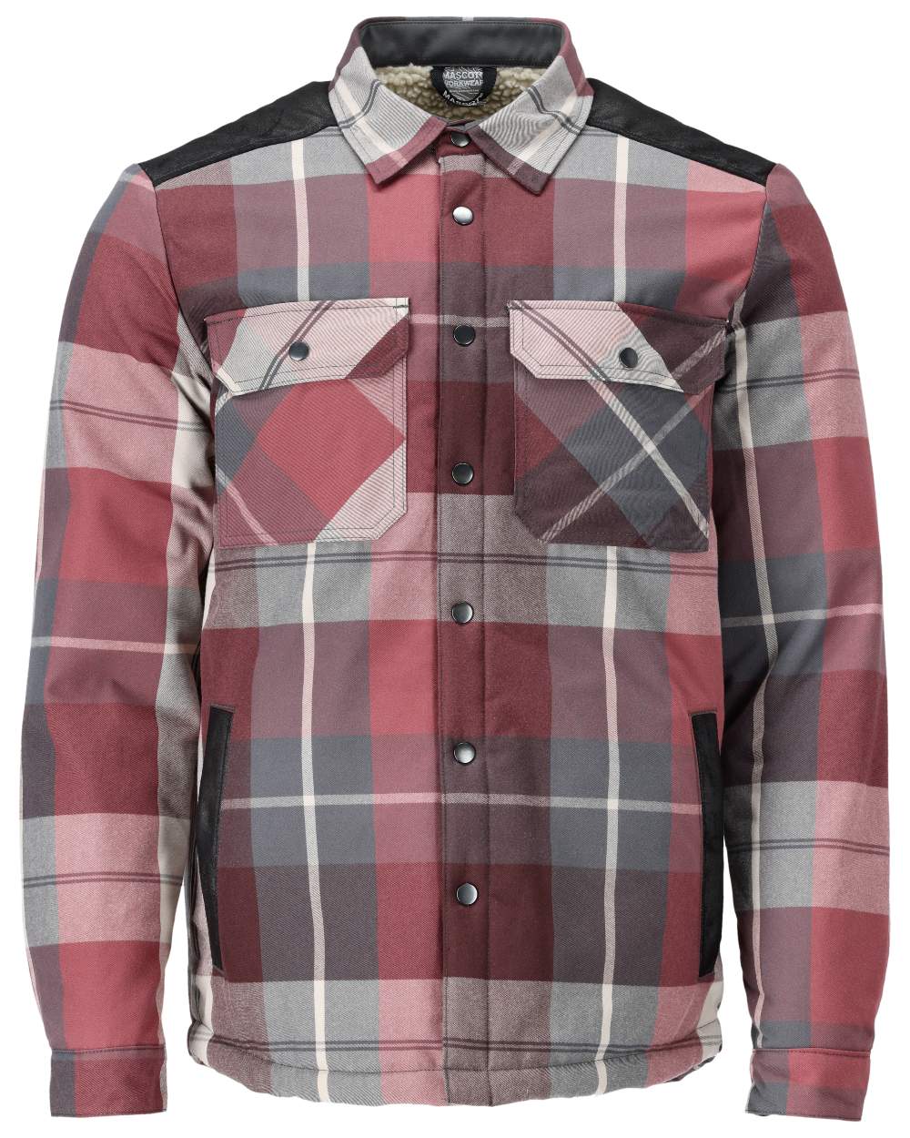 Bordeaux Checked Coloured Mascot Workwear Mens Customized Shirt With Pile Lining on white background