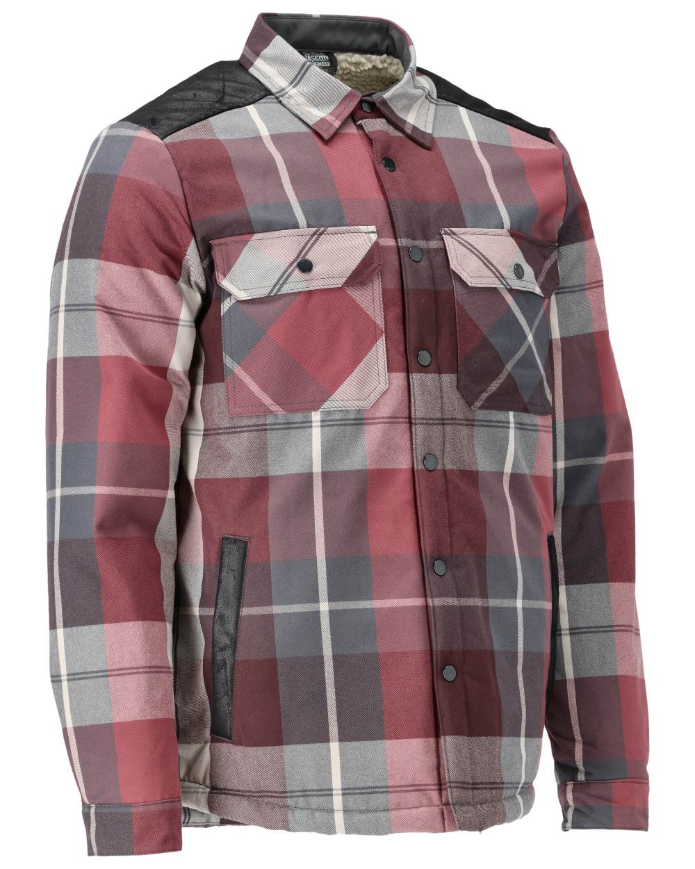 Bordeaux Checked Coloured Mascot Workwear Mens Customized Shirt With Pile Lining on white background