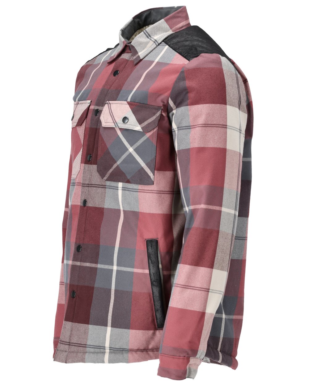Bordeaux Checked Coloured Mascot Workwear Mens Customized Shirt With Pile Lining on white background