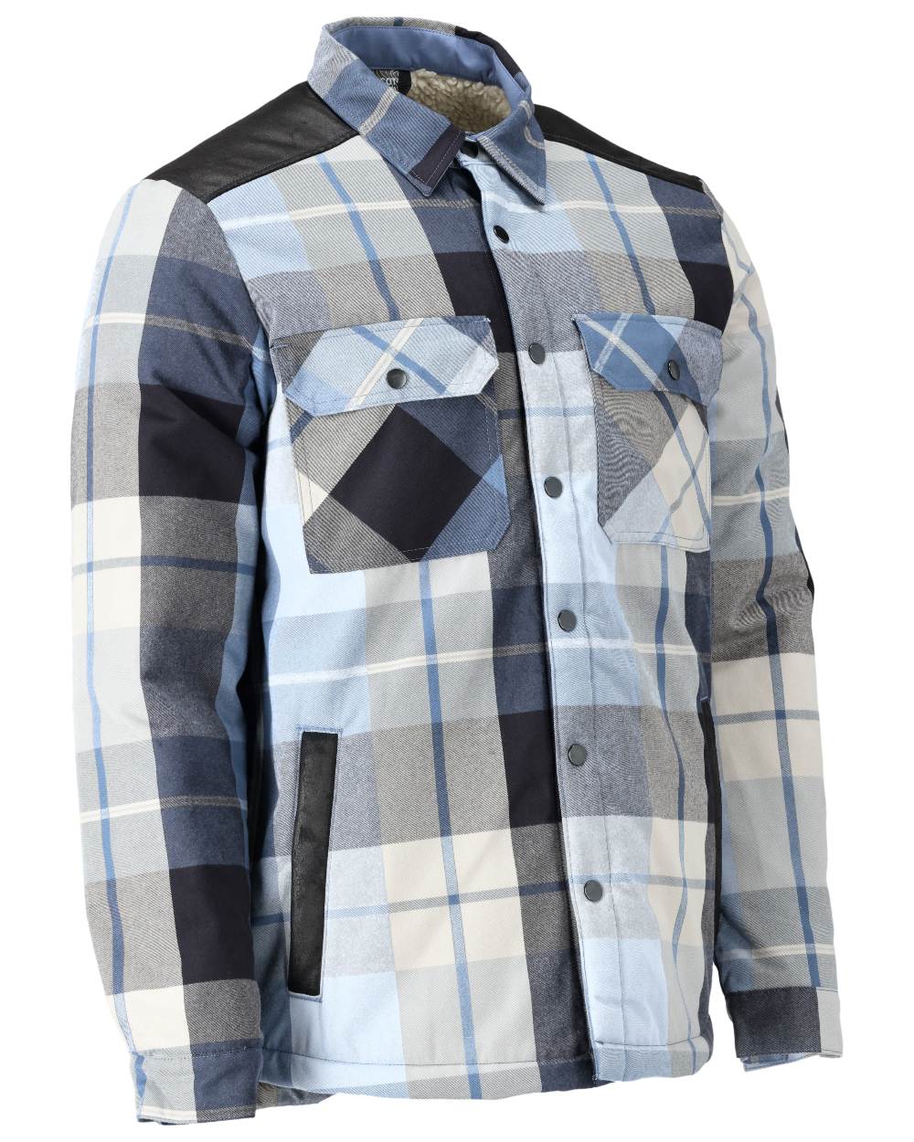 Dark Navy Checked Coloured Mascot Workwear Mens Customized Shirt With Pile Lining on white background