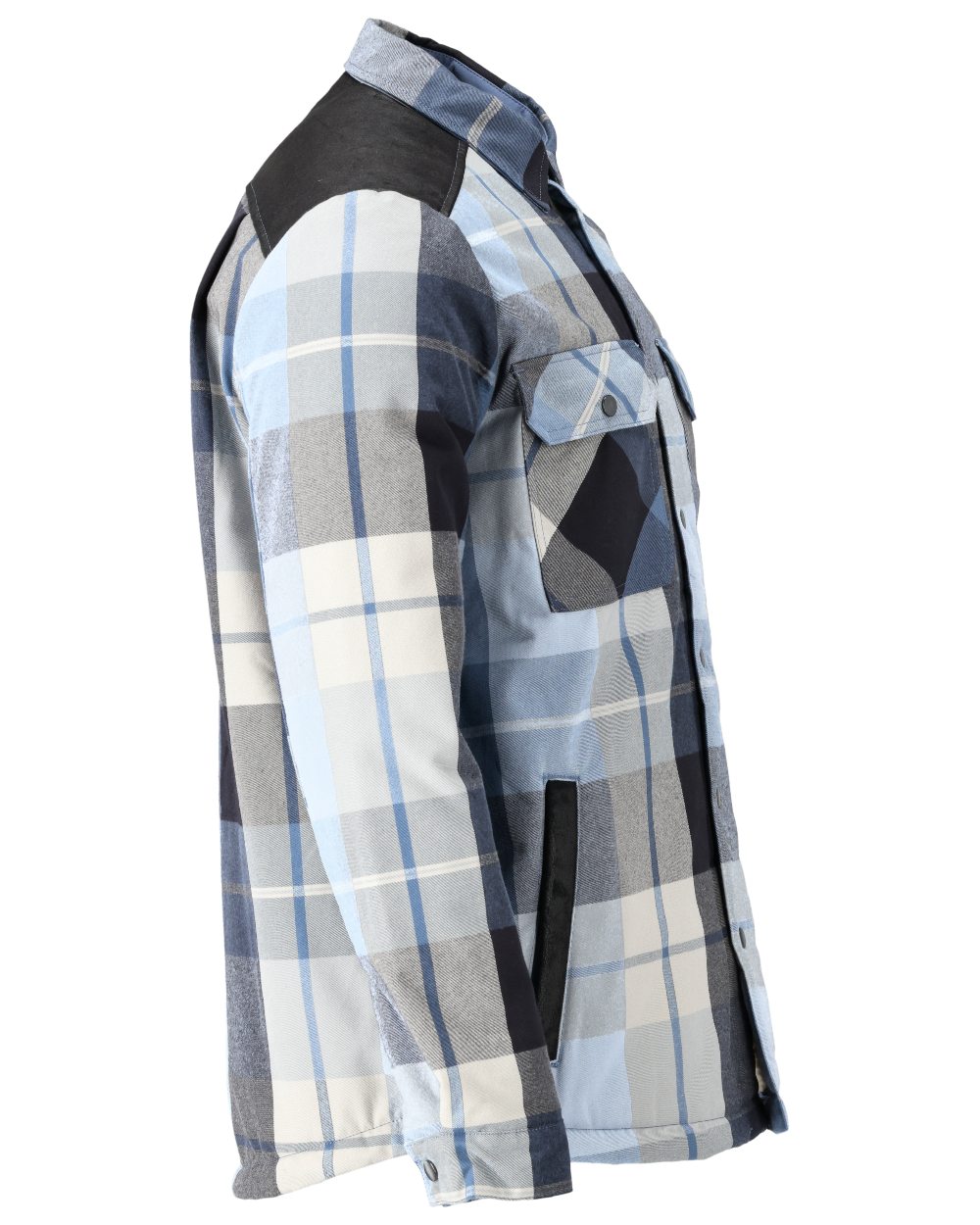 Dark Navy Checked Coloured Mascot Workwear Mens Customized Shirt With Pile Lining on white background