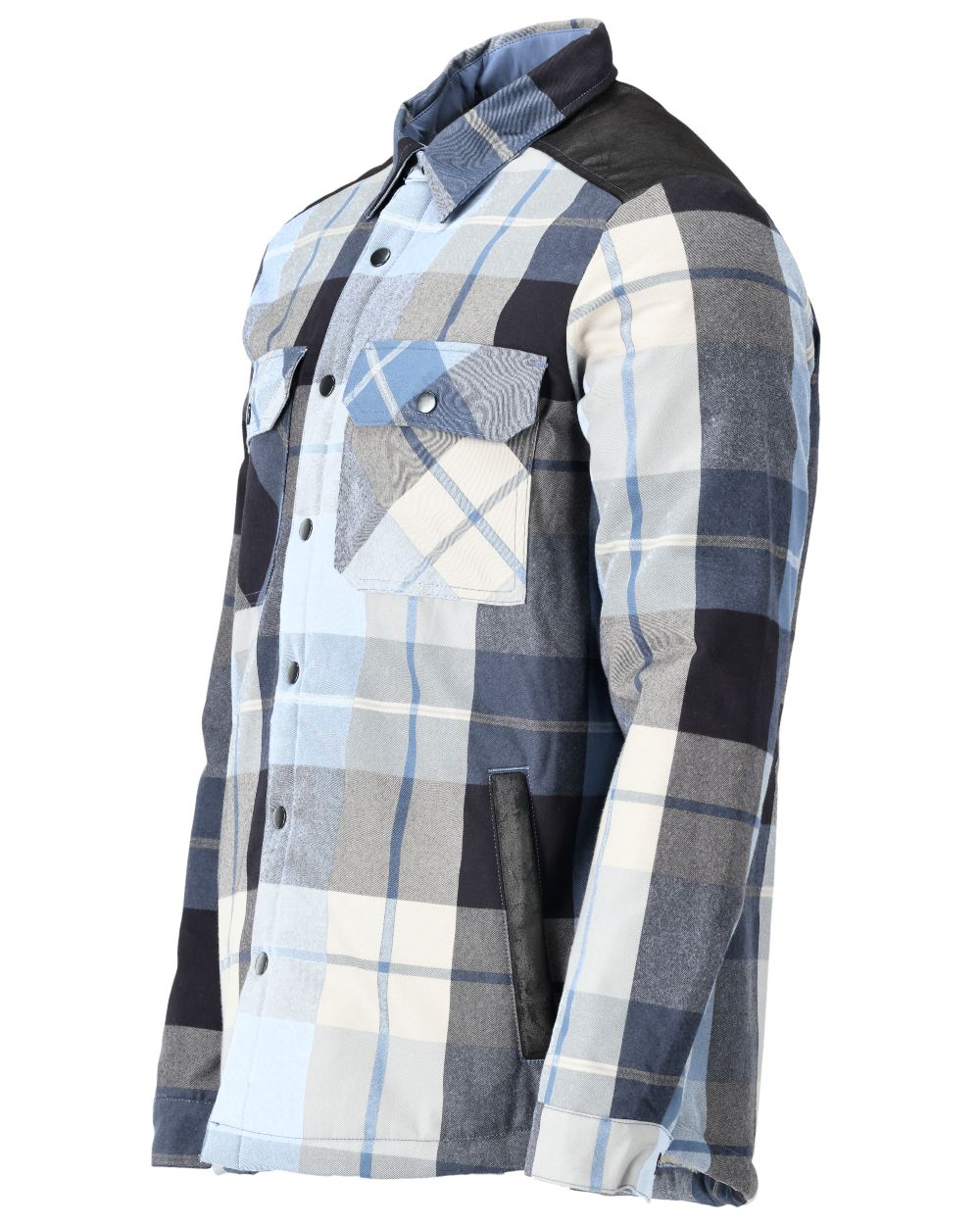 Dark Navy Checked Coloured Mascot Workwear Mens Customized Shirt With Pile Lining on white background