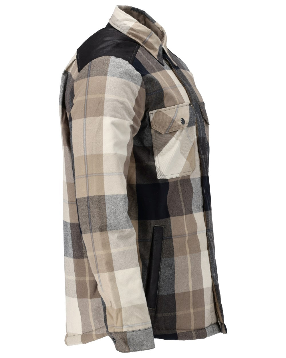Dark Sand Checked Coloured Mascot Workwear Mens Customized Shirt With Pile Lining on white background