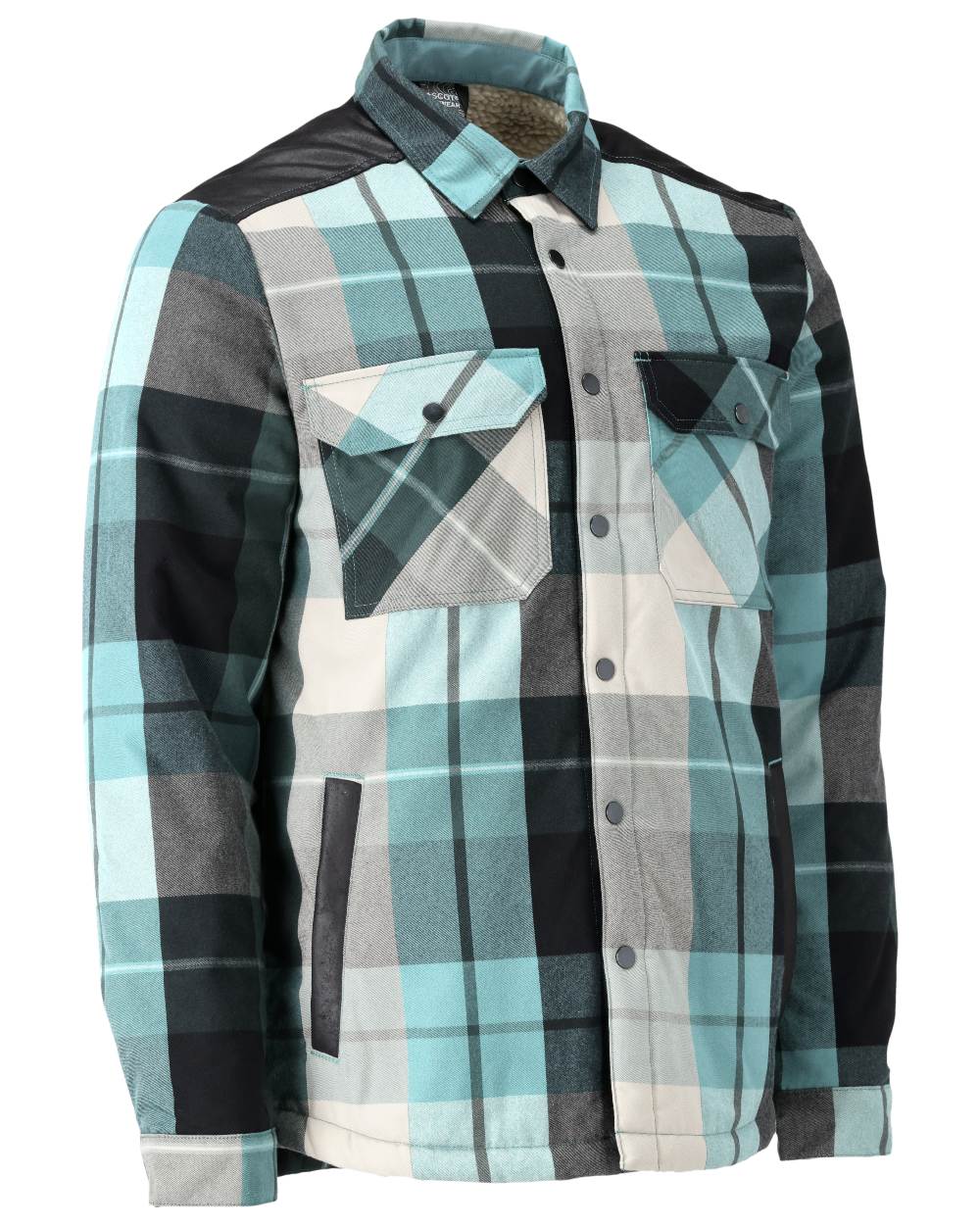 Forest Green Checked Coloured Mascot Workwear Mens Customized Shirt With Pile Lining on white background