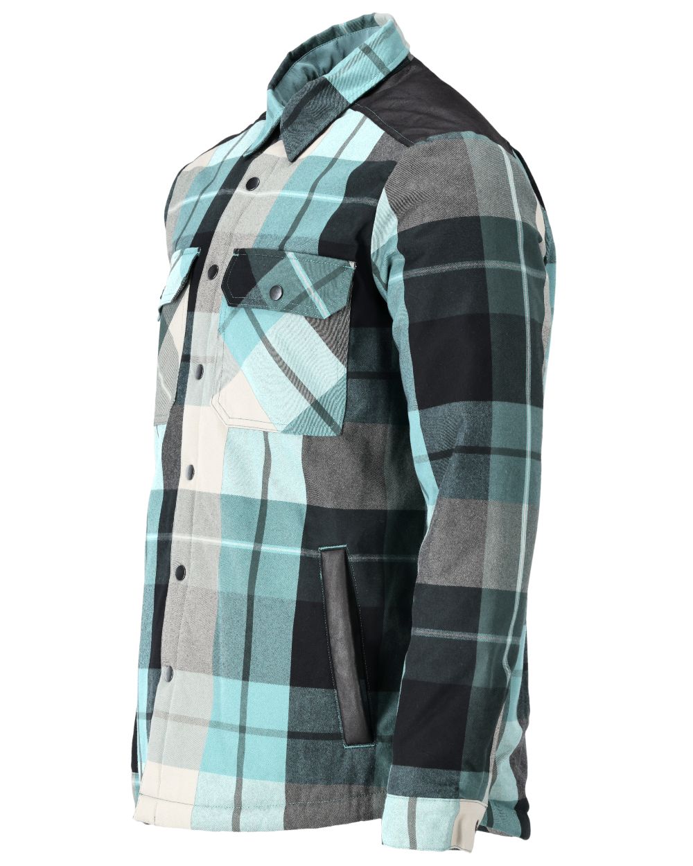 Forest Green Checked Coloured Mascot Workwear Mens Customized Shirt With Pile Lining on white background