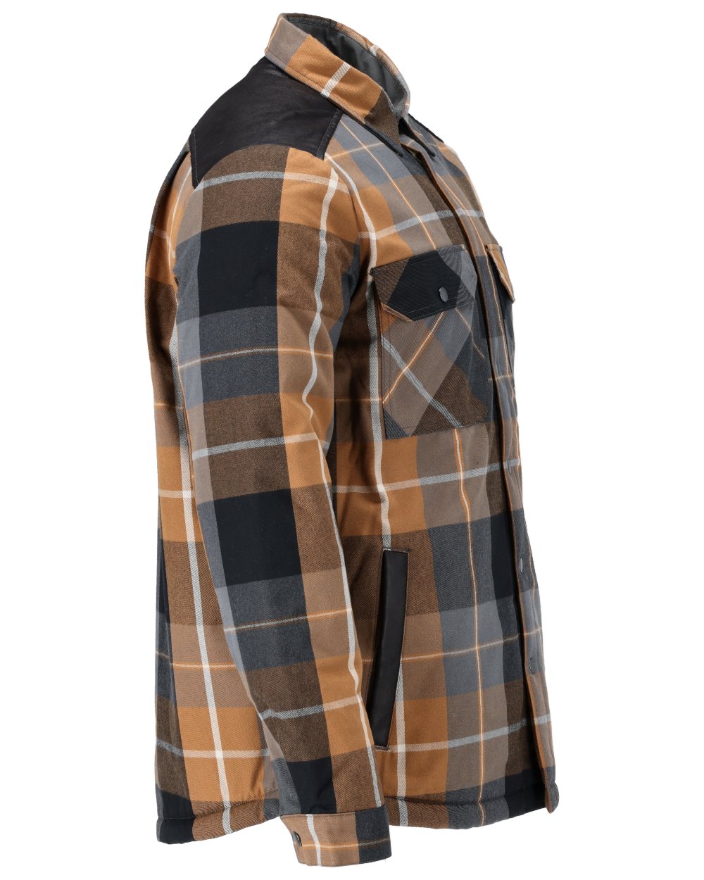 Nut Brown Checked Coloured Mascot Workwear Mens Customized Shirt With Pile Lining on white background