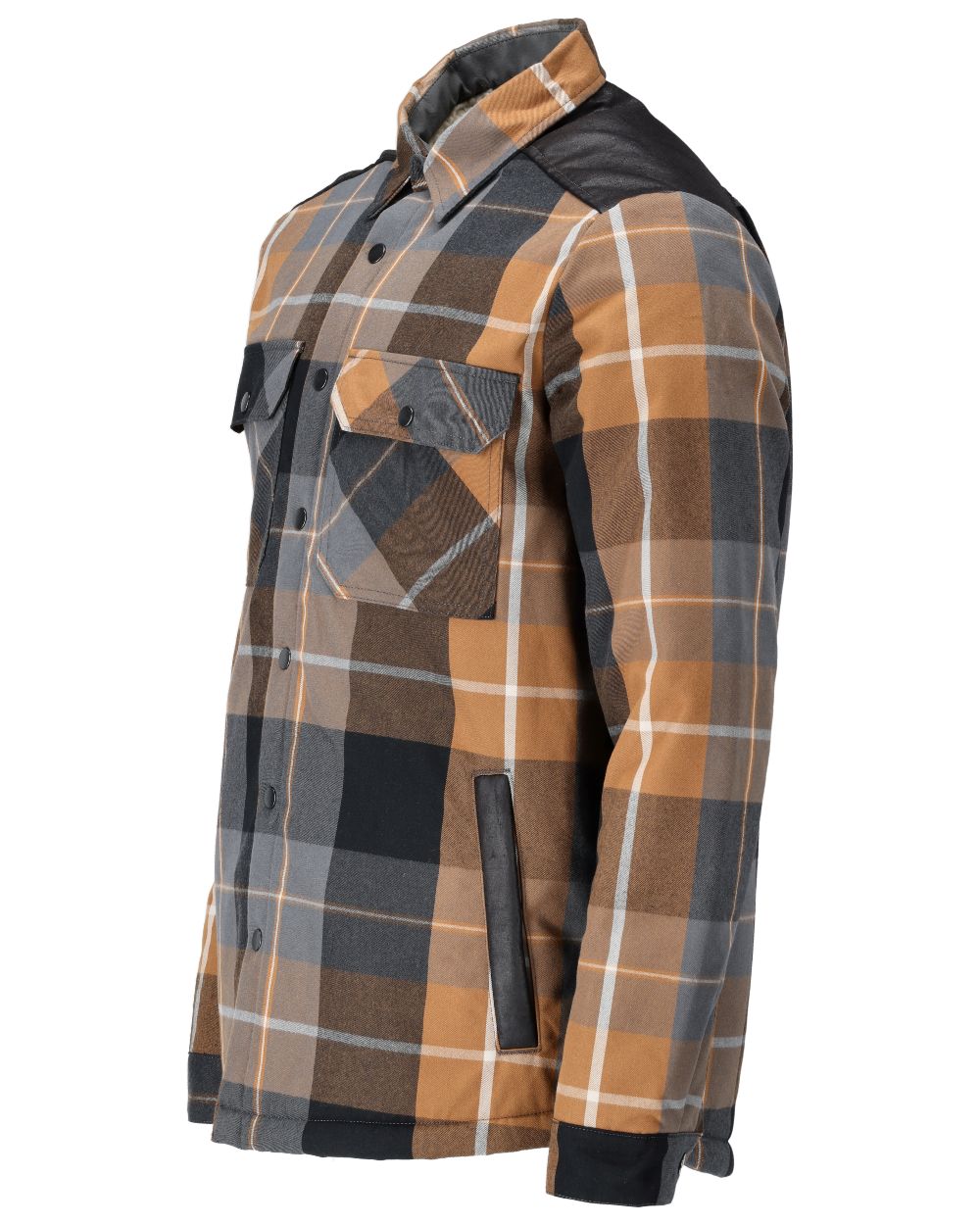 Nut Brown Checked Coloured Mascot Workwear Mens Customized Shirt With Pile Lining on white background