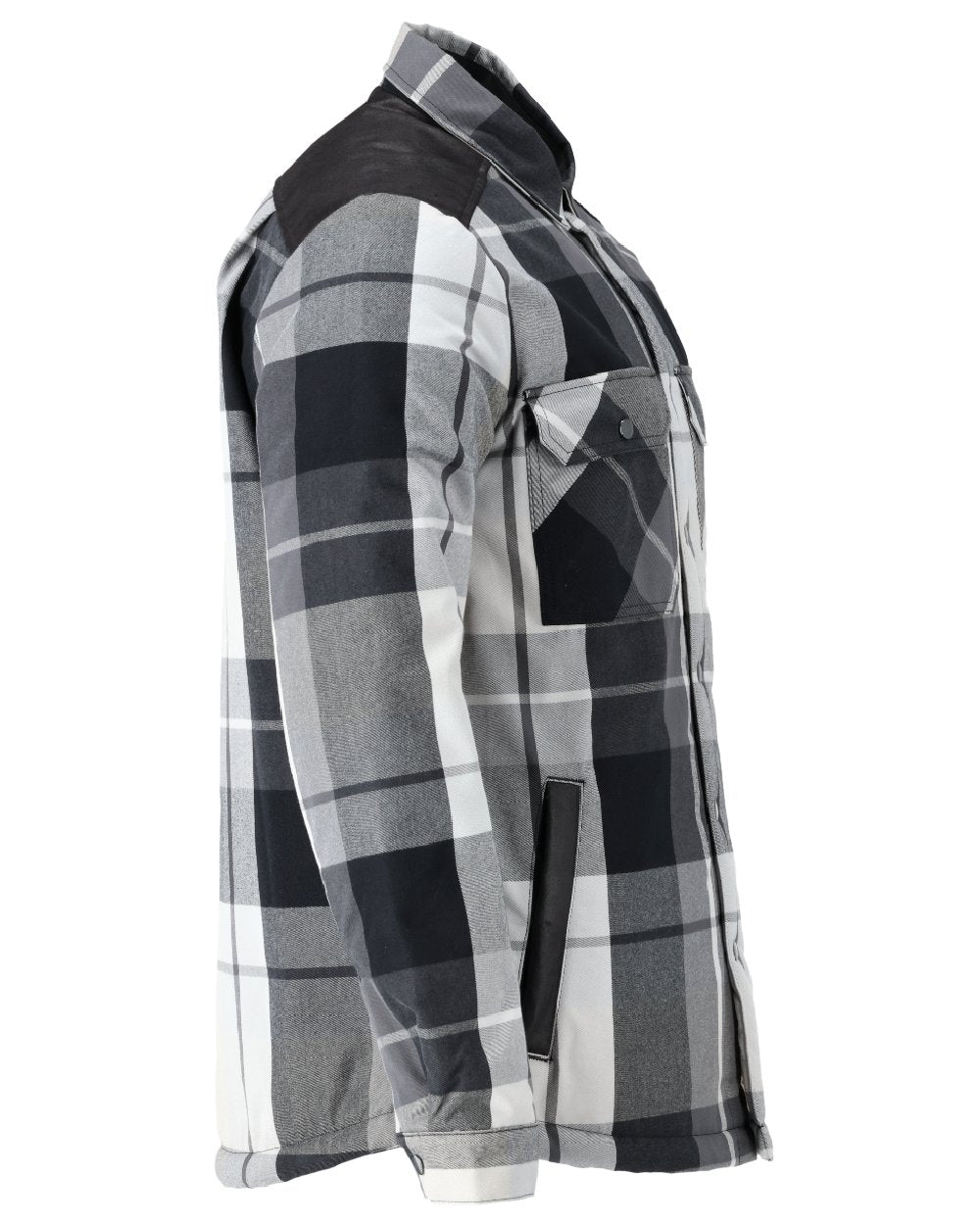 Stone Grey Checked Coloured Mascot Workwear Mens Customized Shirt With Pile Lining on white background