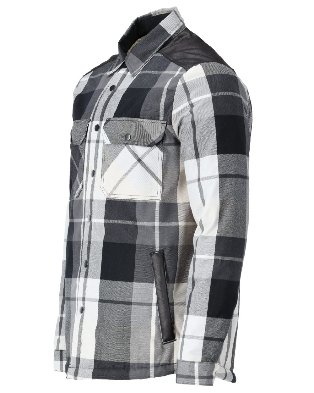 Stone Grey Checked Coloured Mascot Workwear Mens Customized Shirt With Pile Lining on white background