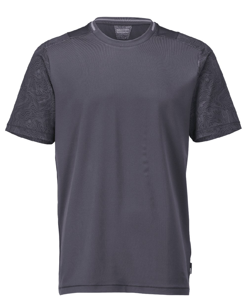 Stone Grey Coloured Mascot Workwear Mens Customized Short Sleeve T-Shirt on white background