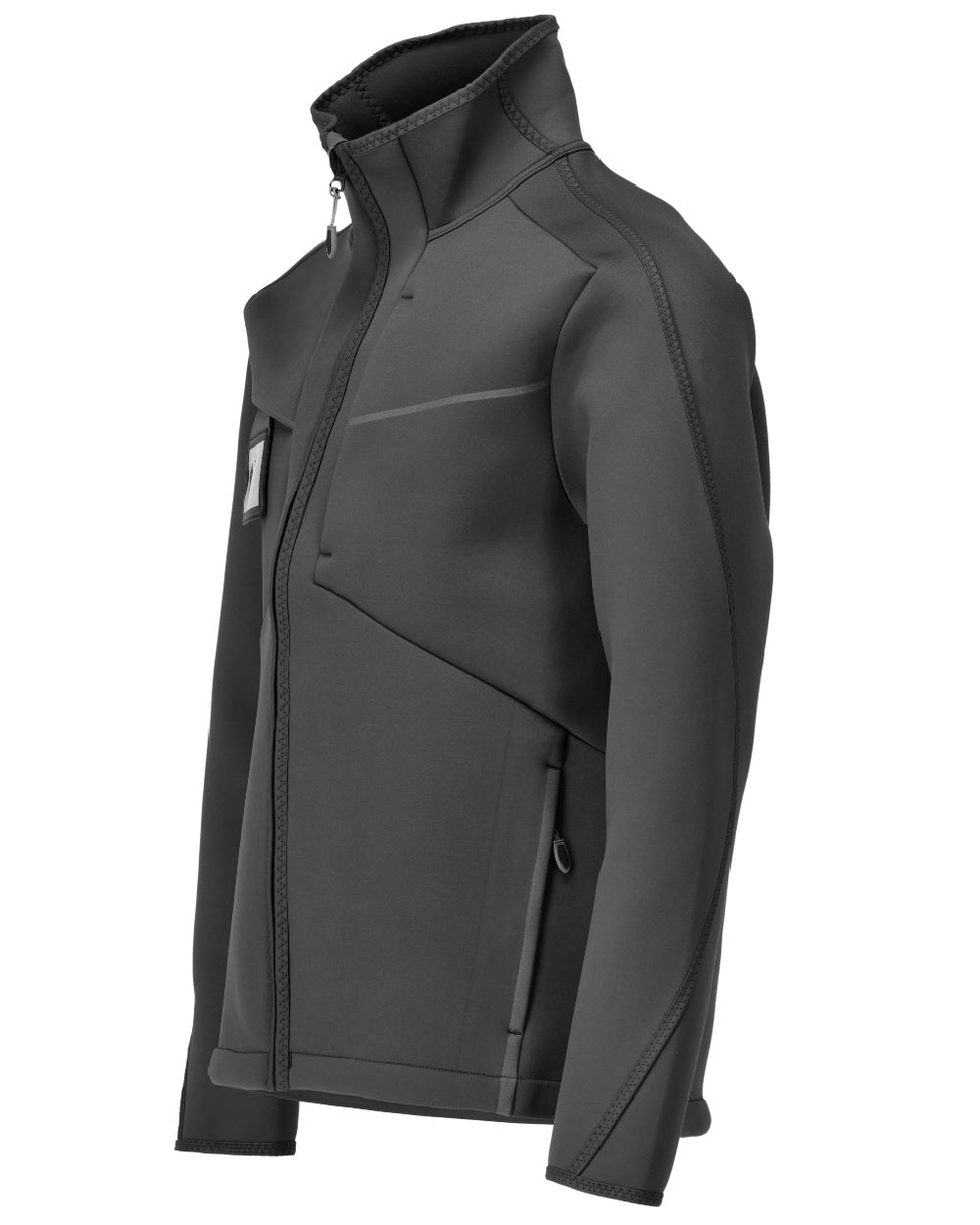 Black Coloured Mascot Workwear Mens Customized Softshell Jacket on white background