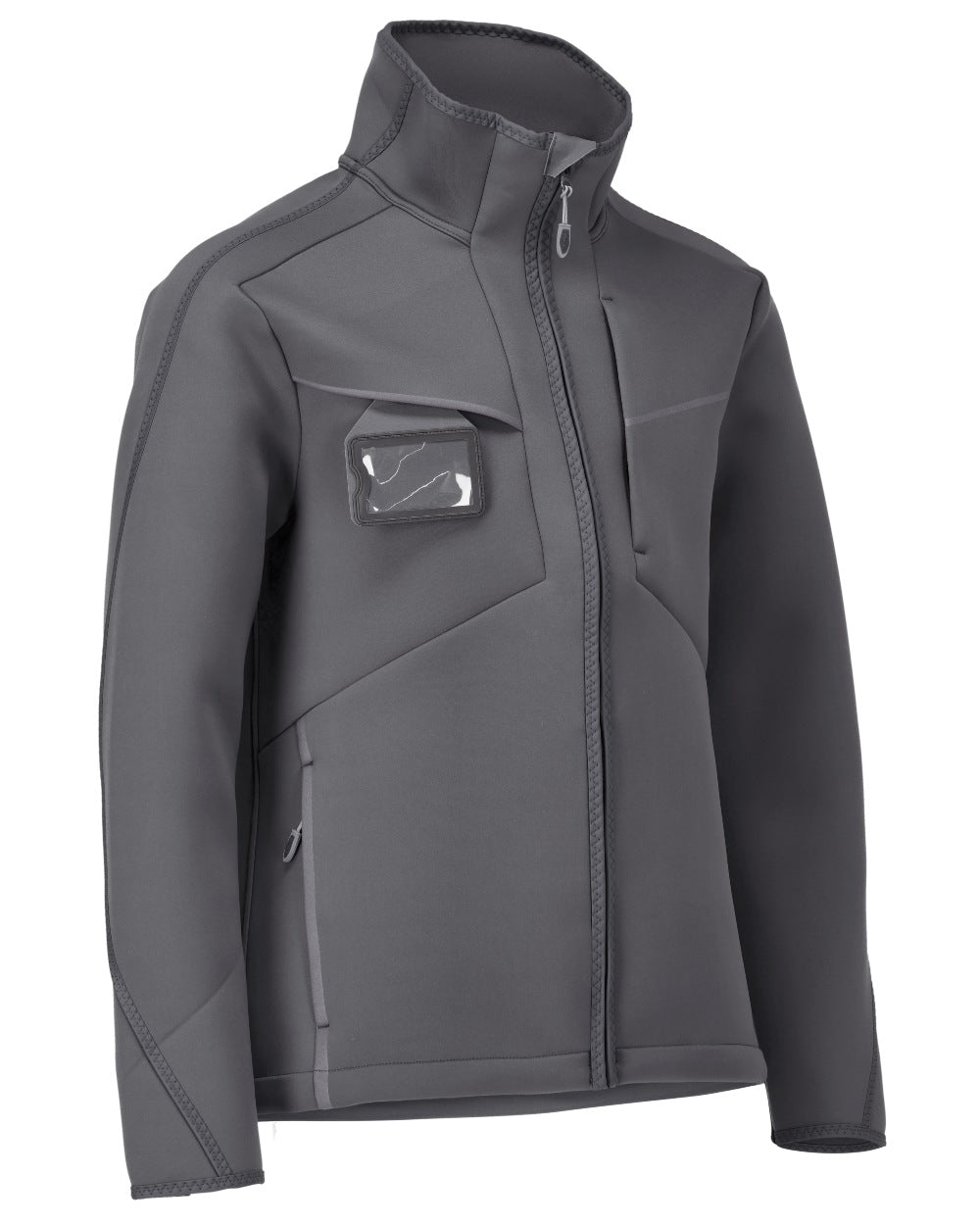 Stone Grey Coloured Mascot Workwear Mens Customized Softshell Jacket on white background