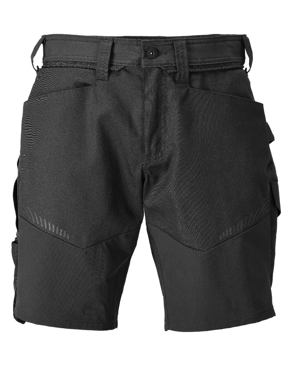 Black Coloured Mascot Workwear Mens Customized Stretch Zones Shorts on white background