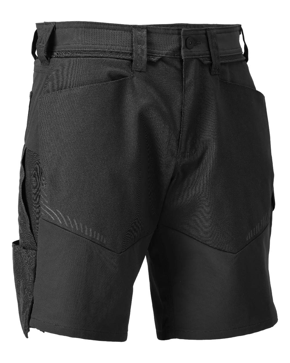 Black Coloured Mascot Workwear Mens Customized Stretch Zones Shorts on white background