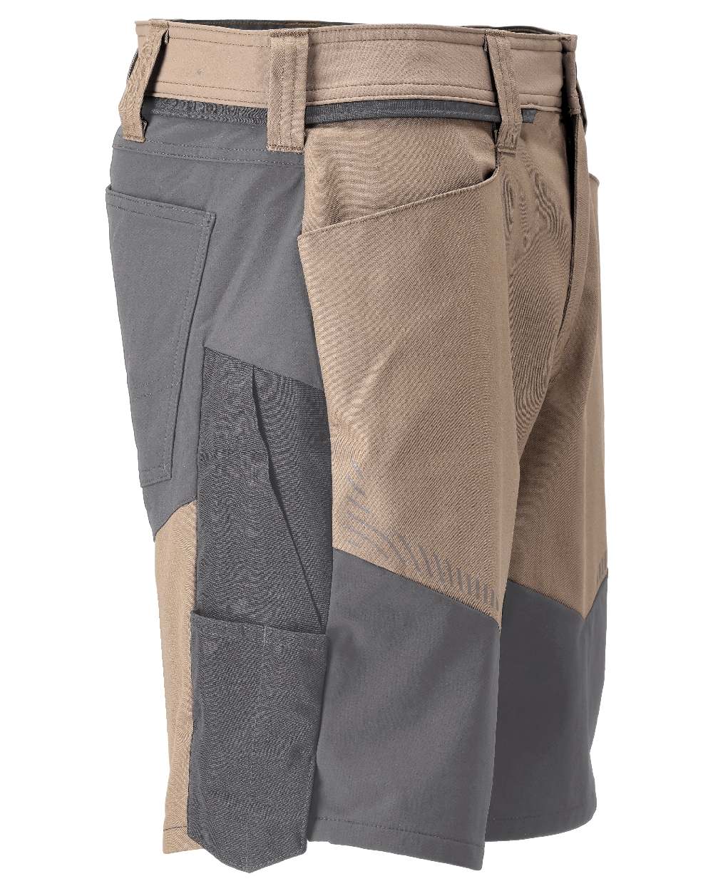 Dark Sand Stone Grey Coloured Mascot Workwear Mens Customized Stretch Zones Shorts on white background