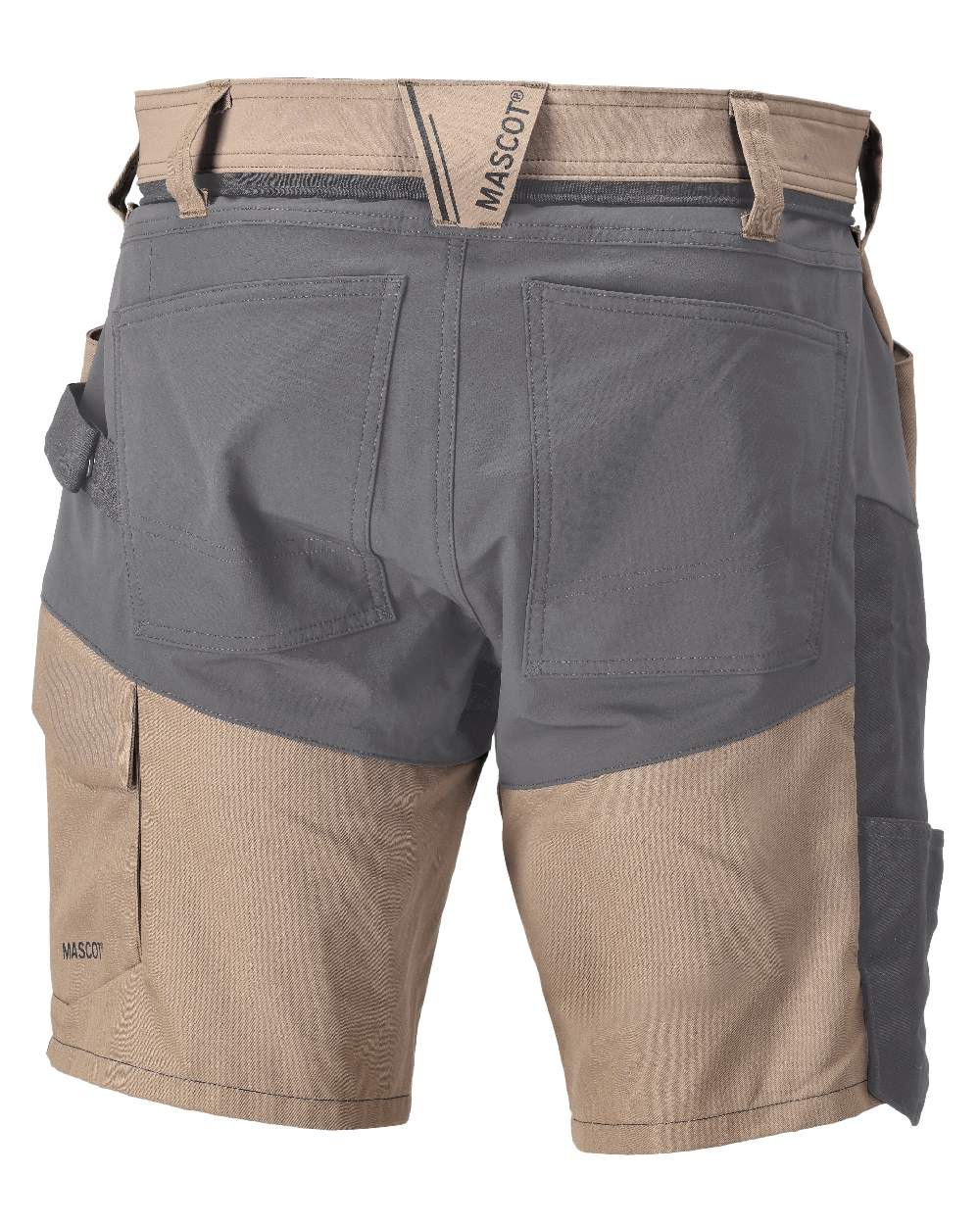 Dark Sand Stone Grey Coloured Mascot Workwear Mens Customized Stretch Zones Shorts on white background