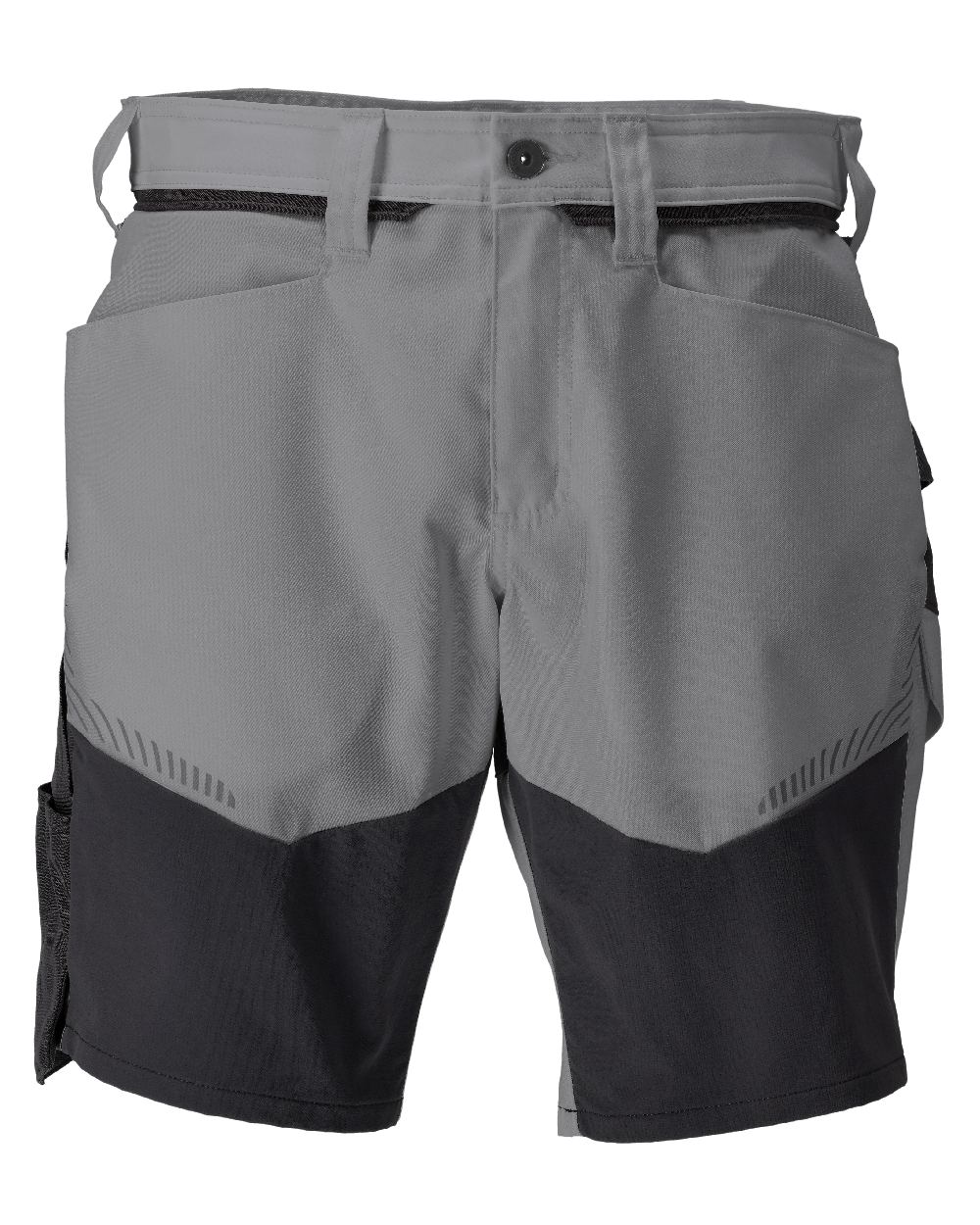 Stone Grey Black Coloured Mascot Workwear Mens Customized Stretch Zones Shorts on white background