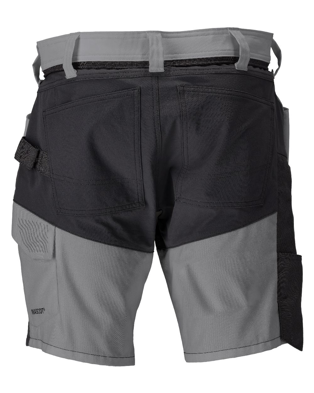 Stone Grey Black Coloured Mascot Workwear Mens Customized Stretch Zones Shorts on white background