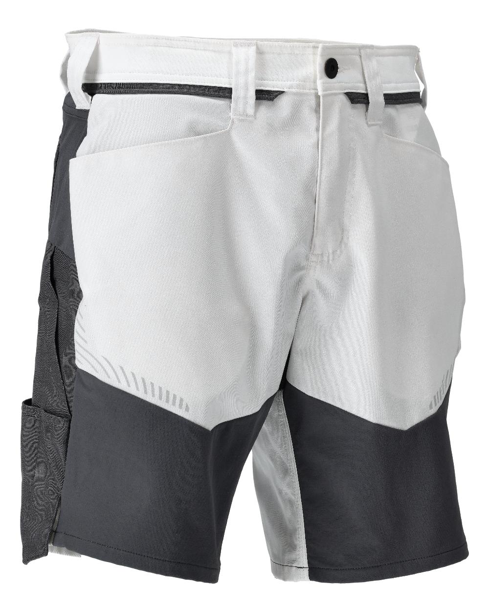 White Stone Grey Coloured Mascot Workwear Mens Customized Stretch Zones Shorts on white background