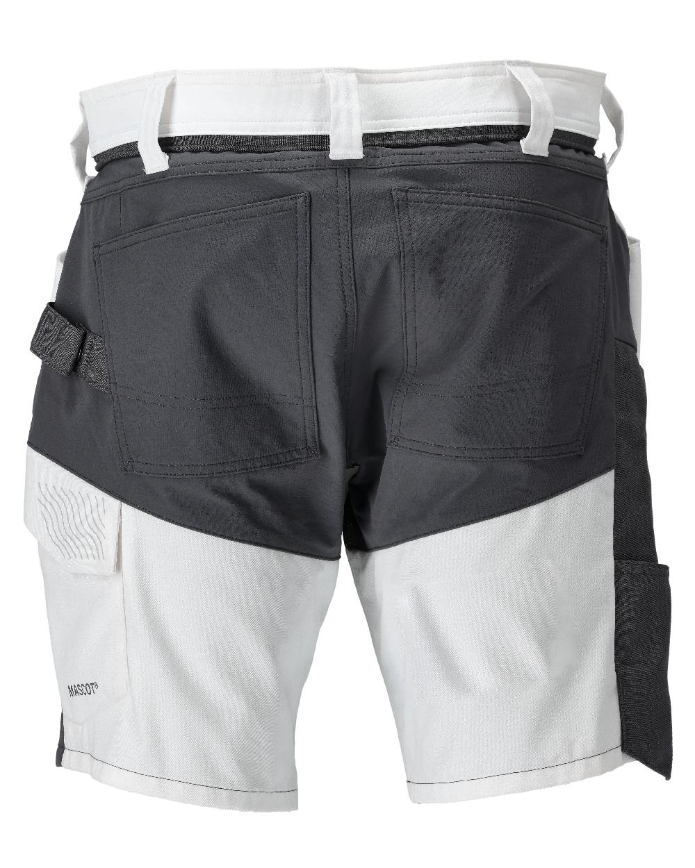 White Stone Grey Coloured Mascot Workwear Mens Customized Stretch Zones Shorts on white background