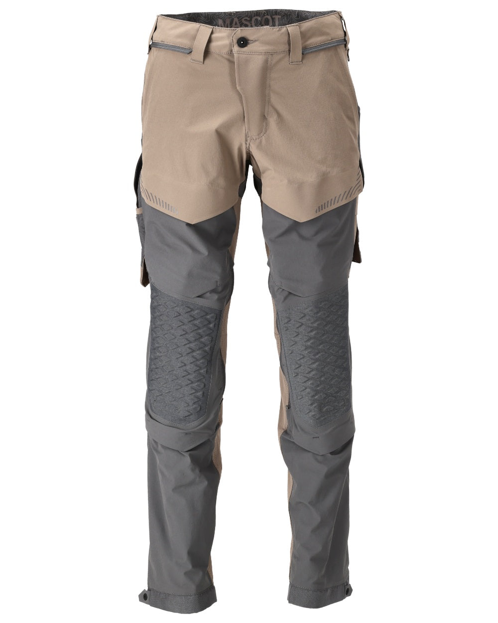 Dark Sand Stone Grey Coloured Mascot Workwear Mens Customized Ultimate Stretch Trousers on white background
