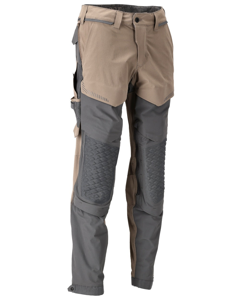 Dark Sand Stone Grey Coloured Mascot Workwear Mens Customized Ultimate Stretch Trousers on white background