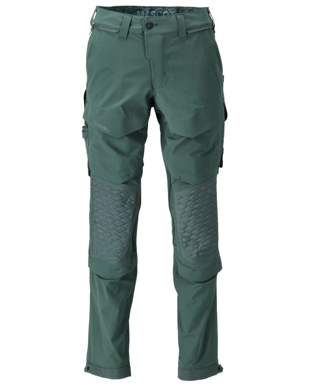 Forest Green Coloured Mascot Workwear Mens Customized Ultimate Stretch Trousers on white background