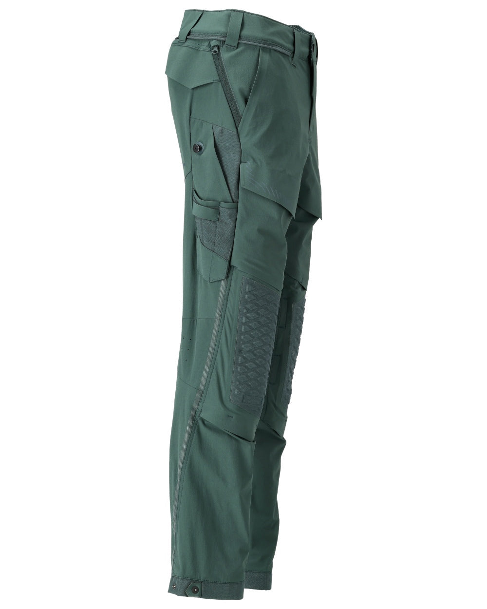 Forest Green Coloured Mascot Workwear Mens Customized Ultimate Stretch Trousers on white background