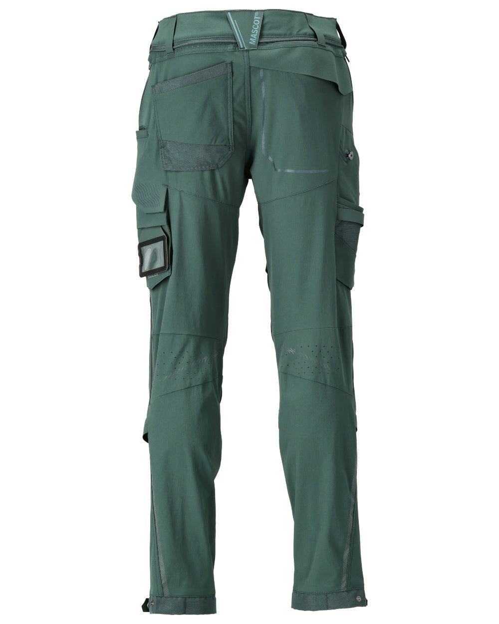 Forest Green Coloured Mascot Workwear Mens Customized Ultimate Stretch Trousers on white background