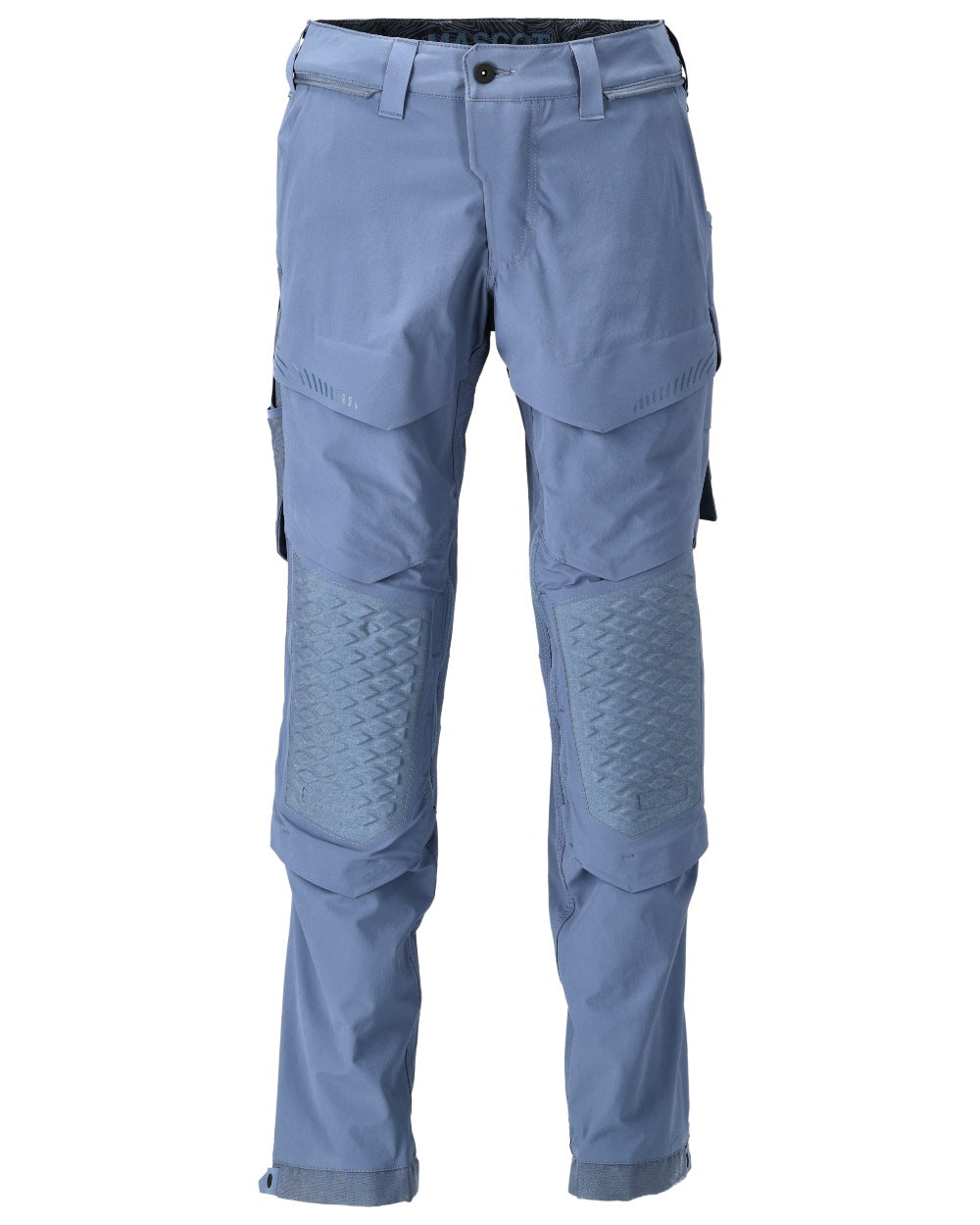 Stone Blue Coloured Mascot Workwear Mens Customized Ultimate Stretch Trousers on white background