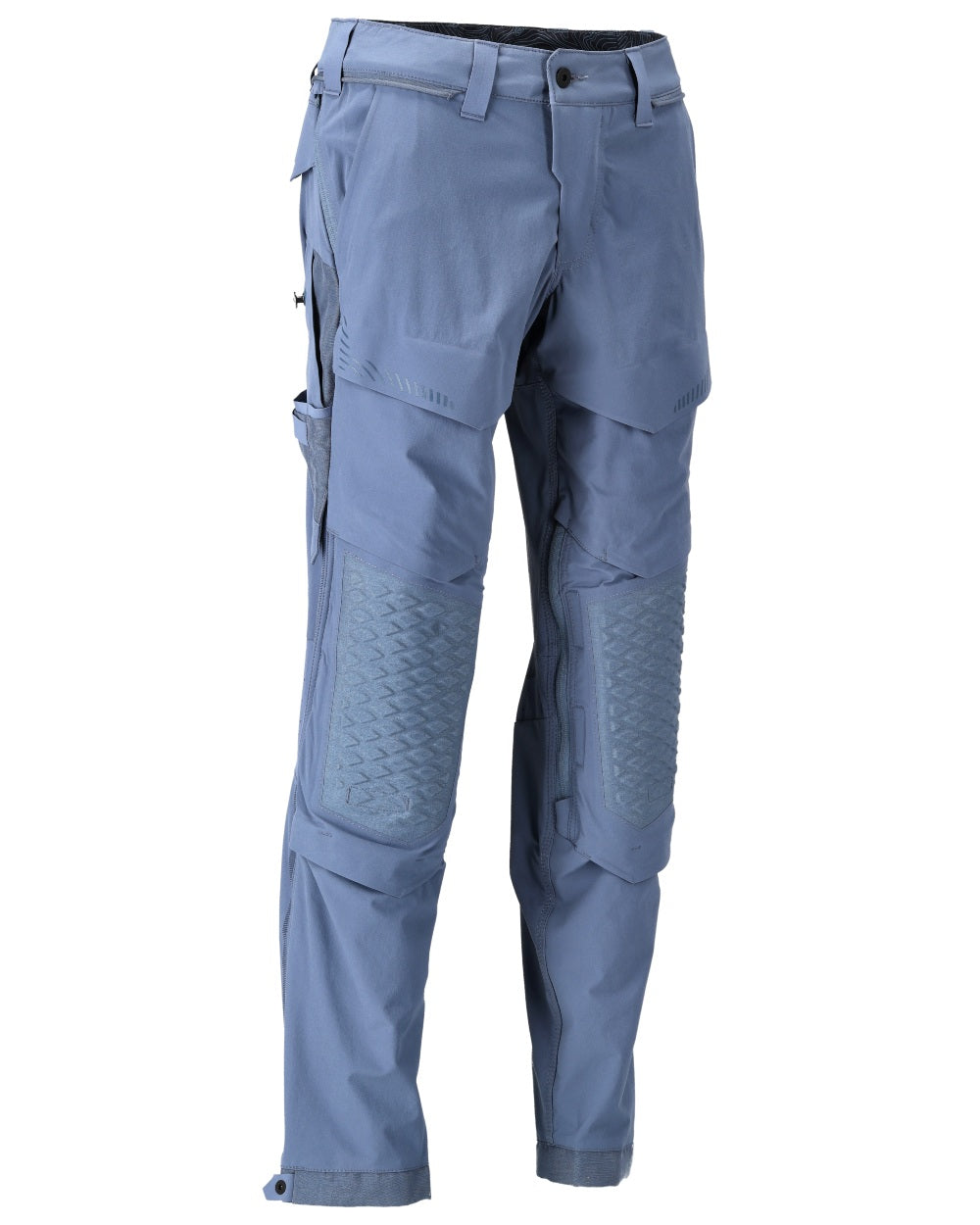 Stone Blue Coloured Mascot Workwear Mens Customized Ultimate Stretch Trousers on white background