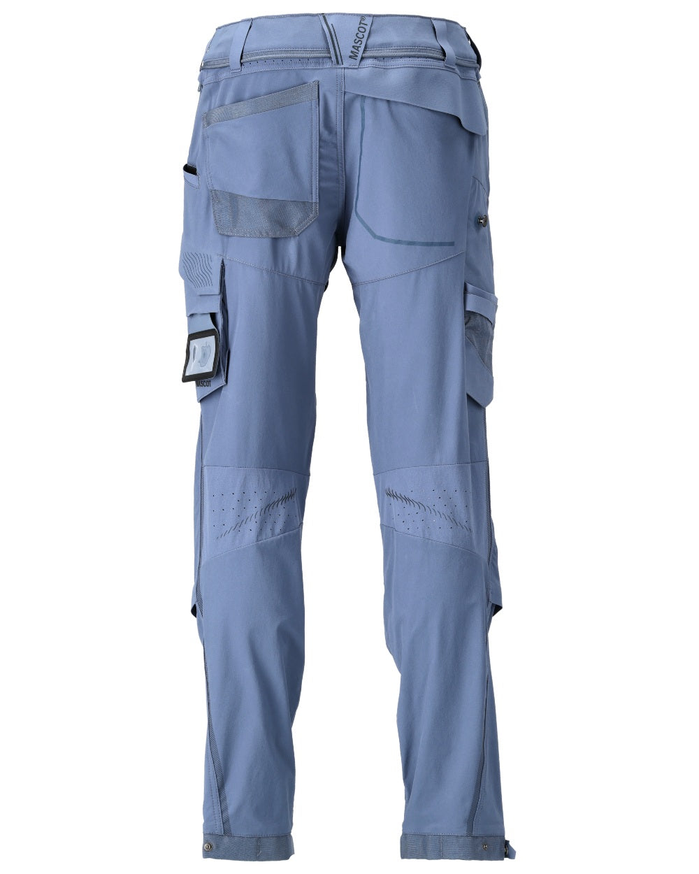 Stone Blue Coloured Mascot Workwear Mens Customized Ultimate Stretch Trousers on white background