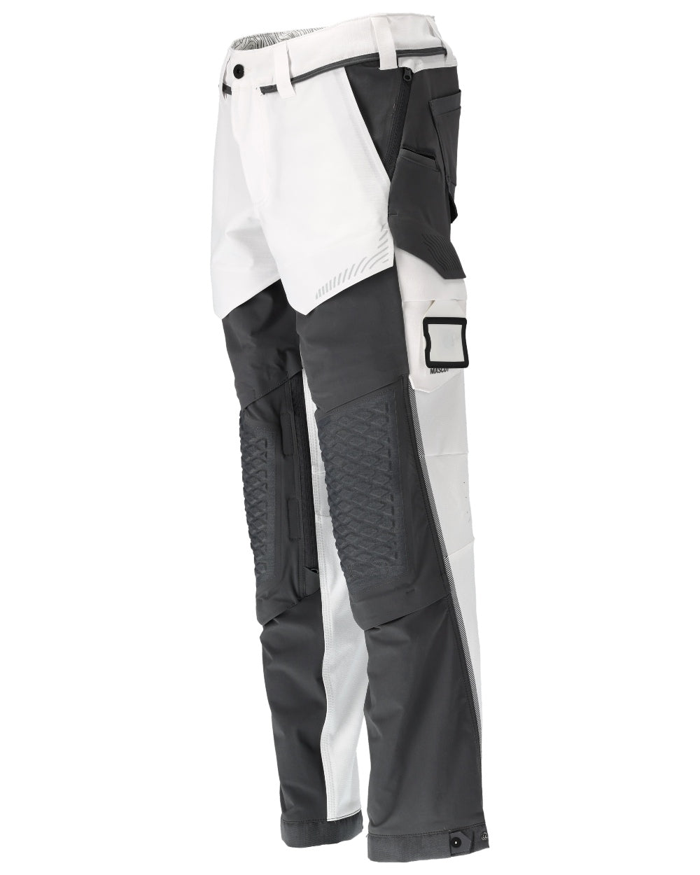 White Stone Grey Coloured Mascot Workwear Mens Customized Ultimate Stretch Trousers on white background