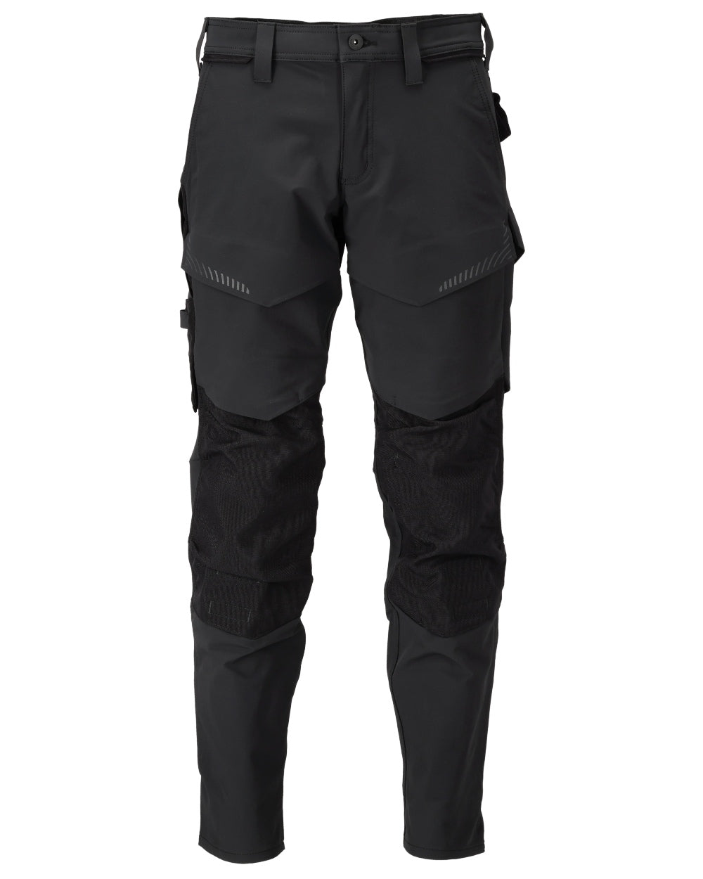 Black Coloured Mascot Workwear Mens Customized Ultimate Stretch Trousers With Kneepad Pockets on white background