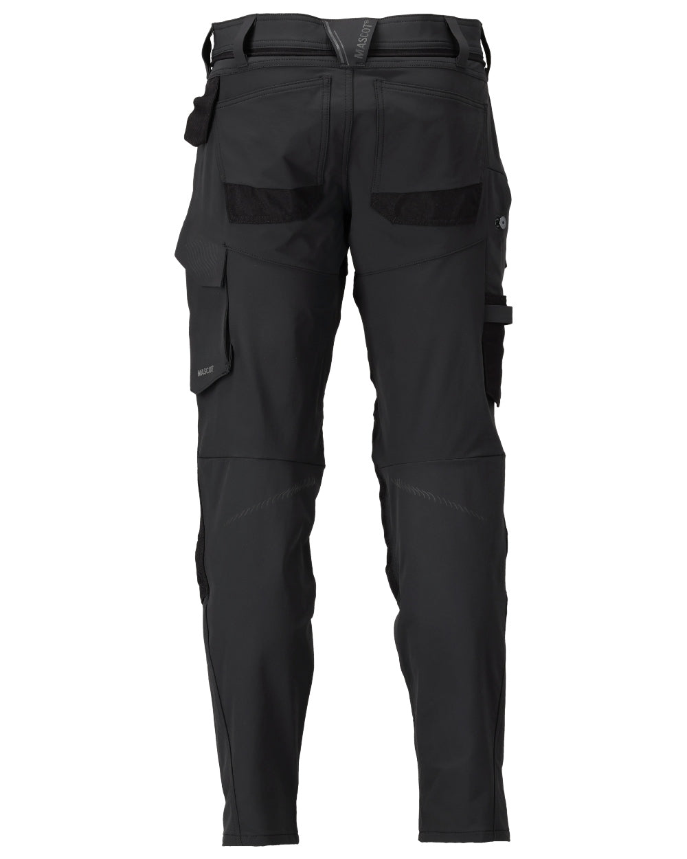 Black Coloured Mascot Workwear Mens Customized Ultimate Stretch Trousers With Kneepad Pockets on white background