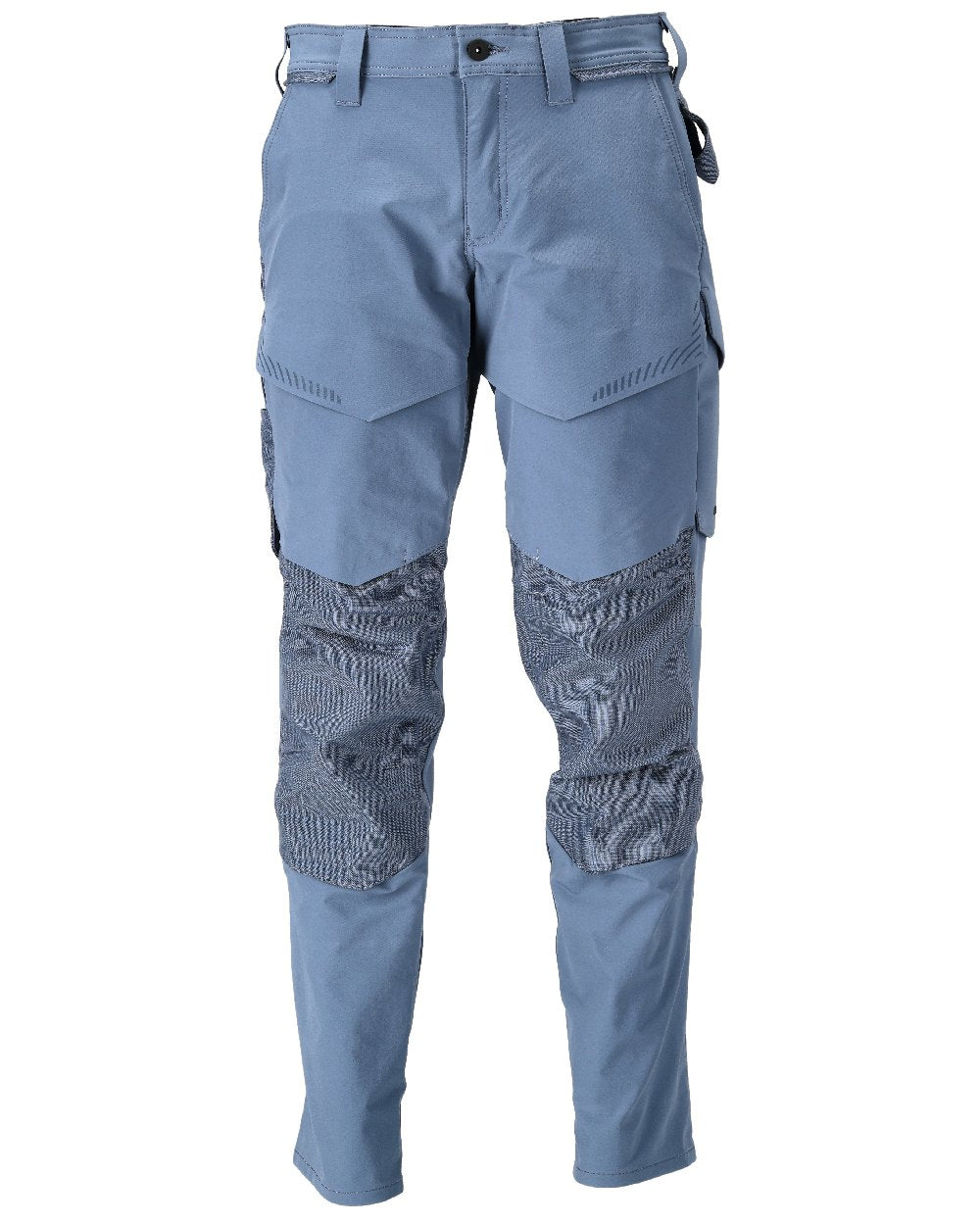 Stone Blue Coloured Mascot Workwear Mens Customized Ultimate Stretch Trousers With Kneepad Pockets on white background